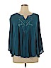 Cato 100% Rayon Blue Long Sleeve Blouse Size XL - photo 1