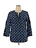 J. McLaughlin 100% Cotton Blue Long Sleeve Blouse Size XL - photo 1