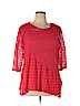 JM Collection Red Long Sleeve Top Size 0X - photo 1