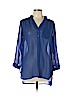 Dots 100% Polyester Blue Long Sleeve Blouse Size L - photo 1