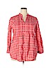 Woman Within 100% Cotton Red Long Sleeve Button-Down Shirt Size 18 (L) - photo 1