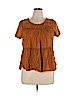 Xhilaration 100% Rayon Tan Short Sleeve Blouse Size XXL - photo 1