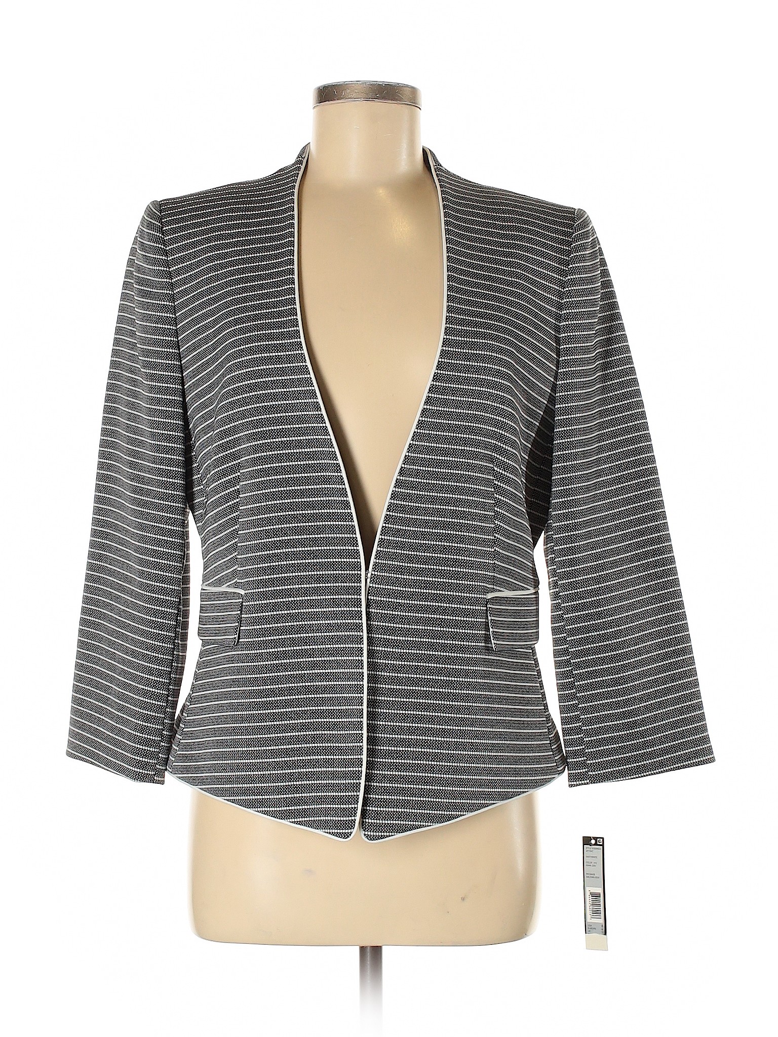 Tahari by ASL Stripes Gray Blue Blazer Size 8 - 85% off | thredUP