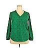 Merona 100% Polyester Green Long Sleeve Blouse Size XXL - photo 1