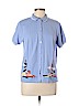 Karen Scott Blue Short Sleeve Button-Down Shirt Size L (petite) - photo 1
