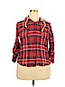 Janette Plus 100% Cotton Red Long Sleeve Button-Down Shirt Size 2X - photo 1