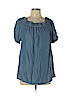 MICHAEL Michael Kors 100% Lyocell Blue Short Sleeve Blouse Size L - photo 1