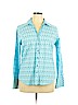 Foxcroft 100% Cotton Blue Long Sleeve Button-Down Shirt Size 14 - photo 1