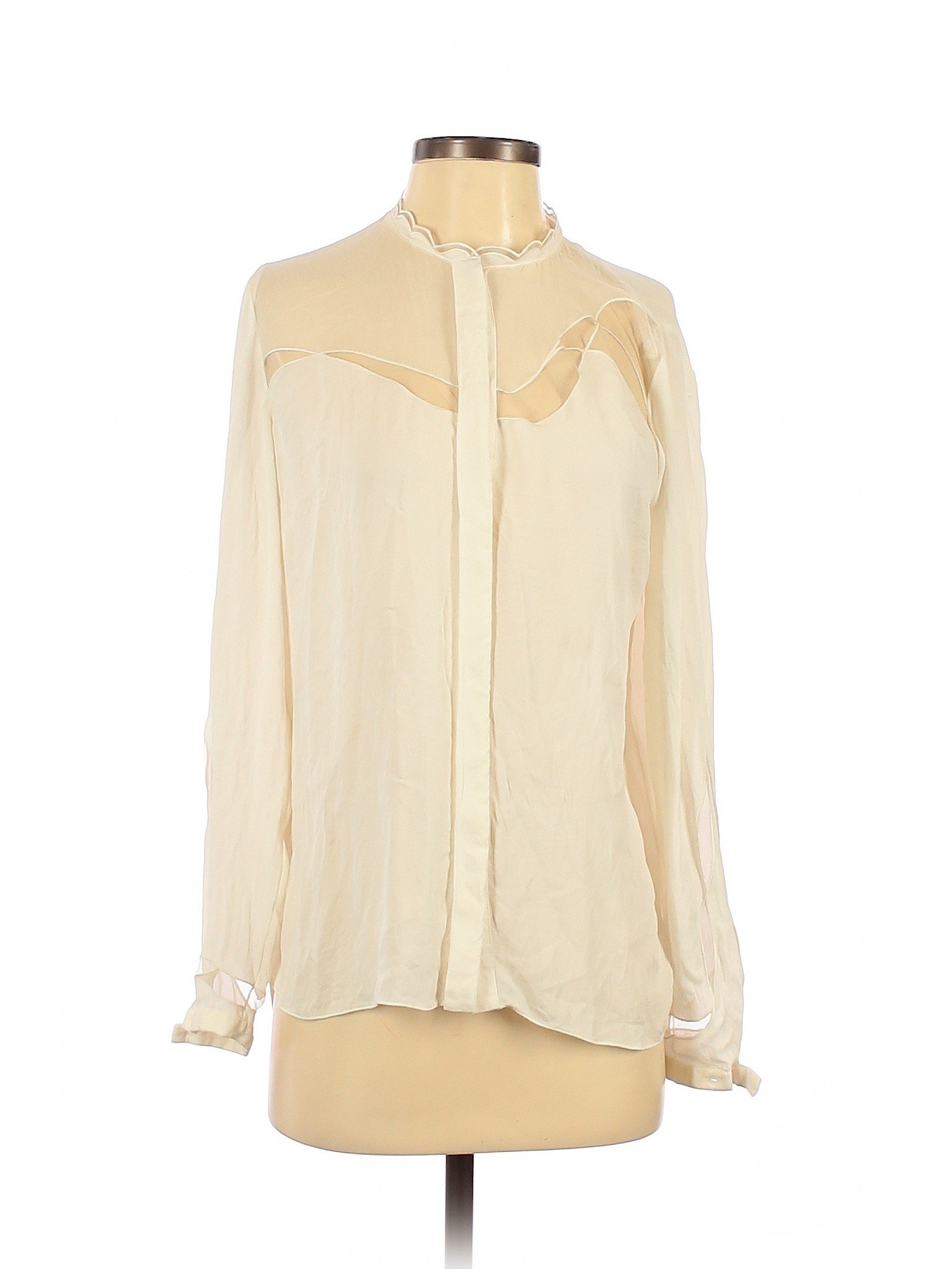 Elie Tahari Women Brown Long Sleeve Silk Top S Petites | eBay