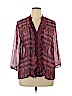 Attention 100% Polyester Burgundy Long Sleeve Blouse Size XL - photo 1