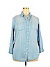 Ava & Viv 100% Lyocell Blue Long Sleeve Button-Down Shirt Size 0X - photo 1