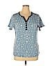 Croft & Barrow Plus 100% Cotton Blue Short Sleeve Henley Size XL - photo 1