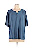 Woman Within 100% Rayon Blue Short Sleeve Henley Size 22 (1X) - photo 1