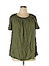 Terra & Sky 100% Rayon Green Short Sleeve Blouse Size 0X - photo 1