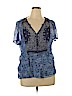 Lucky Brand 100% Polyester Blue Short Sleeve Blouse Size XL - photo 1