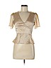 Intermix 100% Silk Tan Short Sleeve Silk Top Size 2 - photo 1