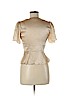 Intermix 100% Silk Tan Short Sleeve Silk Top Size 2 - photo 2