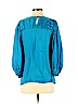Diane von Furstenberg 100% Silk Blue 3/4 Sleeve Silk Top Size 4 - photo 2