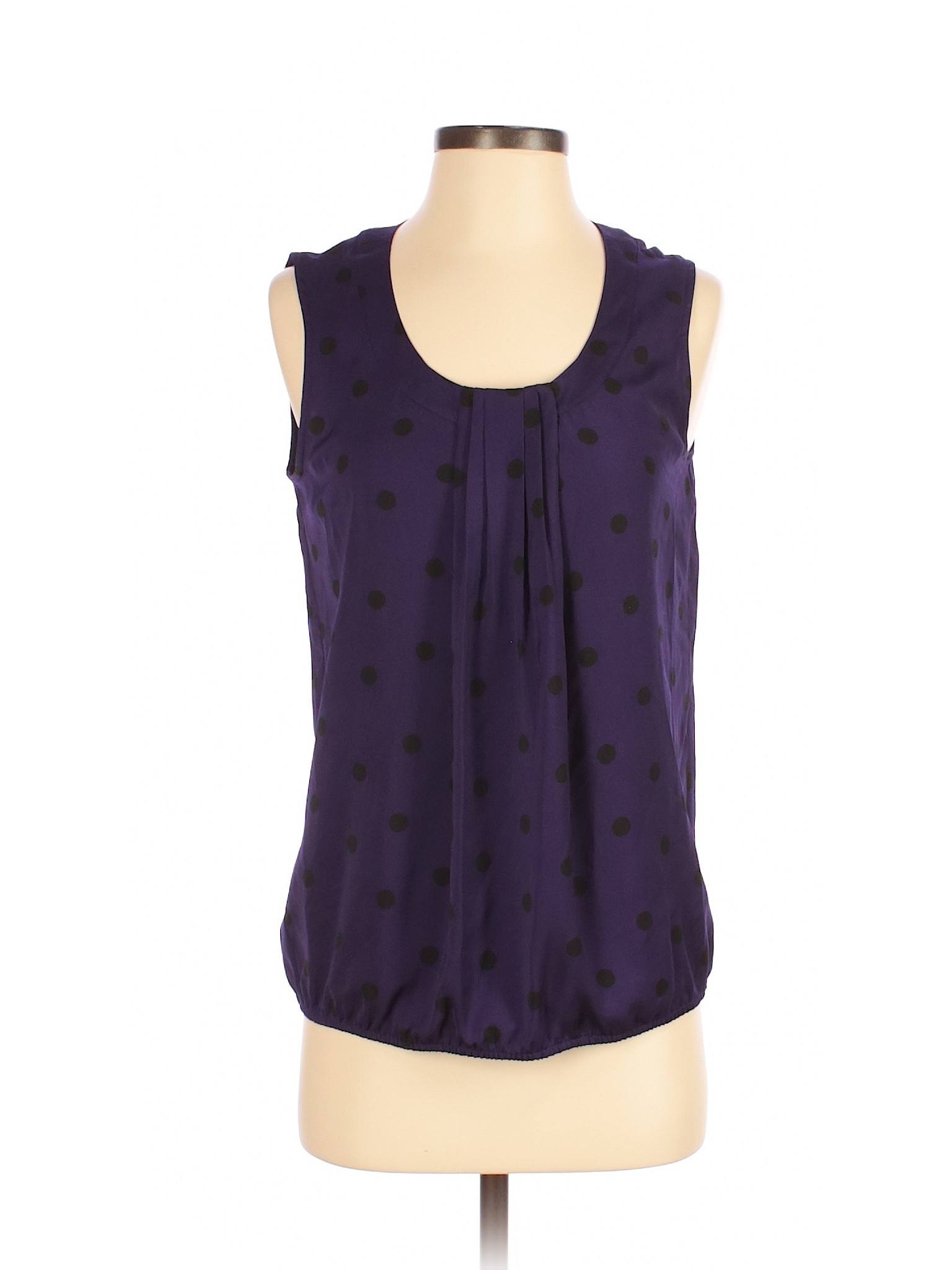 Ann Taylor Loft Outlet 100 Polyester Polka Dots Purple Sleeveless