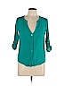 Needle & Thread By Francesca's 100% Rayon Blue Long Sleeve Button-Down Shirt Size L - photo 1