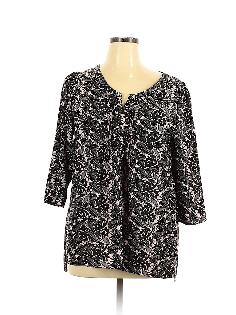 Plenty By Tracy Reese 100% Polyester Black Long Sleeve Blouse Size XL - photo 1