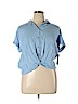 No Boundaries 100% Rayon Blue Short Sleeve Button-Down Shirt Size XL - photo 1