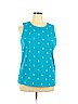 Cj Banks 100% Cotton Blue Sleeveless Top Size 1X - photo 1