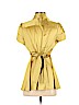 BCBGMAXAZRIA Yellow Short Sleeve Silk Top Size S - photo 2