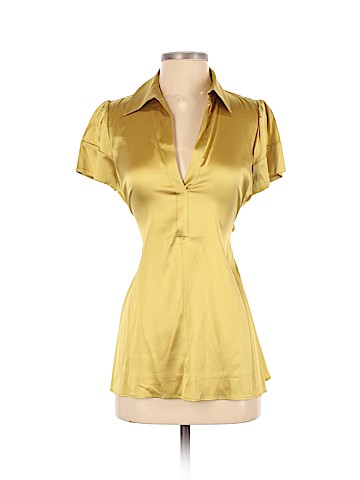BCBGMAXAZRIA Short Sleeve Silk Top (view 1)