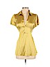 BCBGMAXAZRIA Yellow Short Sleeve Silk Top Size S - photo 1