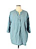 Ellos 100% Cotton Blue 3/4 Sleeve Blouse Size 2X - photo 1