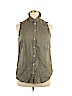 Divided by H&M 100% Viscose Green Sleeveless Button-Down Shirt Size 14 - photo 1