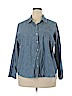 Old Navy Plus 100% Cotton Blue Long Sleeve Button-Down Shirt Size XXL - photo 1