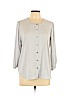 Ann Taylor 100% Polyester Gray Long Sleeve Blouse Size L (petite) - photo 1