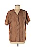 Oscar De La Renta expressions 100% Silk Tan Short Sleeve Silk Top Size M - photo 1