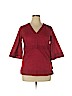 Style&Co 100% Cotton Red 3/4 Sleeve Blouse Size 14 - photo 1