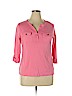 Charter Club 100% Pima Cotton Pink Long Sleeve Henley Size 1X - photo 1
