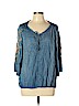Blue Rain 100% Tencel Lyocell Blue Long Sleeve Blouse Size L - photo 1