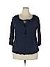 Solitaire 100% Polyester Blue 3/4 Sleeve Blouse Size 2X - photo 1