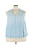 Susina 100% Cotton Blue Sleeveless Blouse Size 3X - photo 1