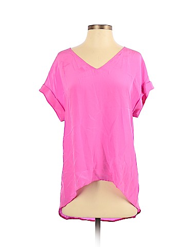 Lavender Brown Short Sleeve Silk Top (view 1)