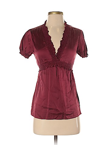 BCBGMAXAZRIA Short Sleeve Silk Top (view 1)