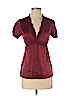 BCBGMAXAZRIA Burgundy Short Sleeve Silk Top Size XS - photo 1