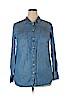 Merona 100% Lyocell Blue Long Sleeve Button-Down Shirt Size XXL - photo 1