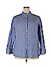 Ava & Viv Blue Long Sleeve Button-Down Shirt Size 2X - photo 1