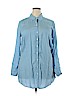 Crown & Ivy 100% Tencel Lyocell Blue Long Sleeve Button-Down Shirt Size 2X - photo 1