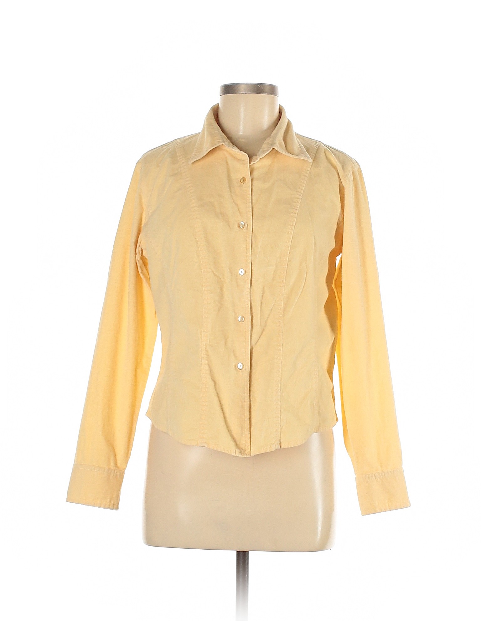 Talbots Women Yellow Long Sleeve Button-Down Shirt M | eBay