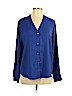 DKNY 100% Polyester Blue Long Sleeve Blouse Size L - photo 1