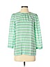 Tegan 100% Silk Green 3/4 Sleeve Silk Top Size 4 - photo 1