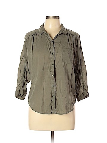 American Eagle Outfitters 3/4 Sleeve Button-Down Shirt (view 1)